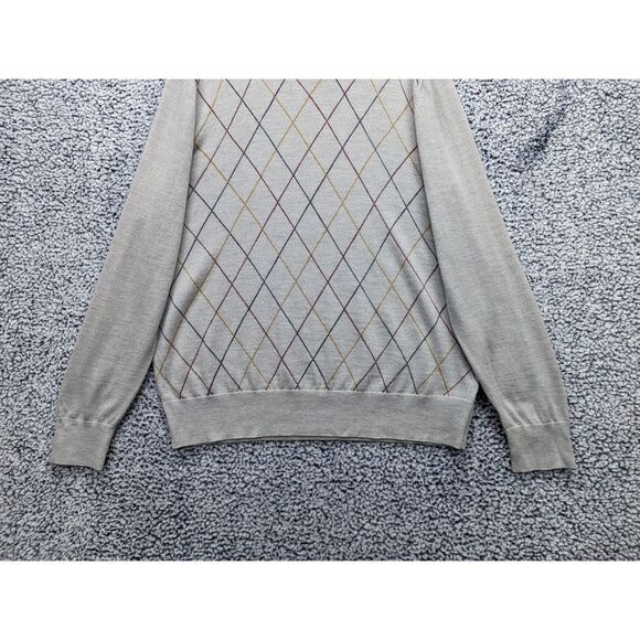 Brooks Brothers 100% Merino Wool Pullover Sweater Mens XL Golf Argyle Prep Gray - Picture 4 of 12